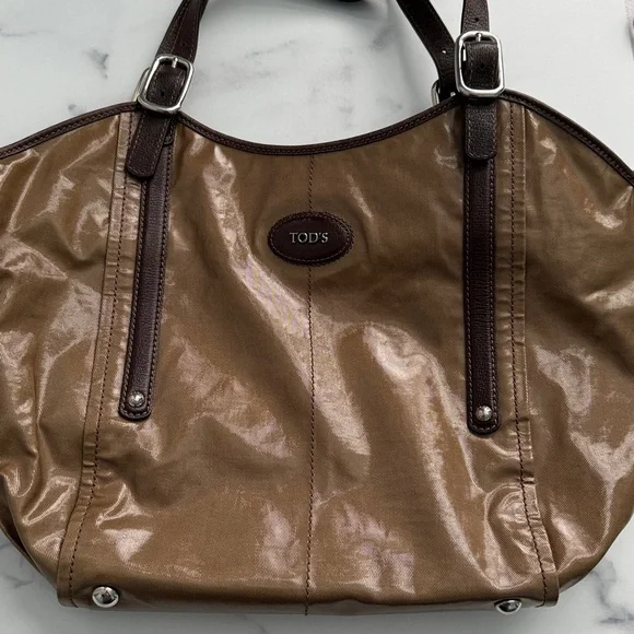 Tod's G-Line Easy Sacca Coated Canvas Tote Bag in Brown Bronze - Picture 14 of 16